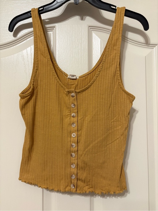 Billabong Tops - Billabong Mustard Ribbed Button-Front Tank